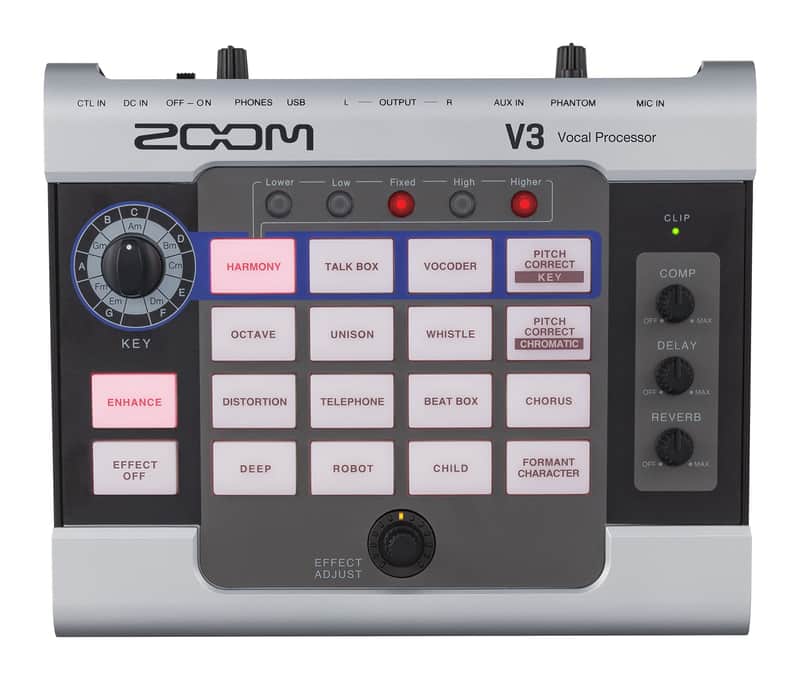 Zoom V3 Vocal Processor for Streaming & Live Performance with Harmony, Pitch Correction, Reverb & Delay, 16 Studio Effects, Battery Powered image 1
