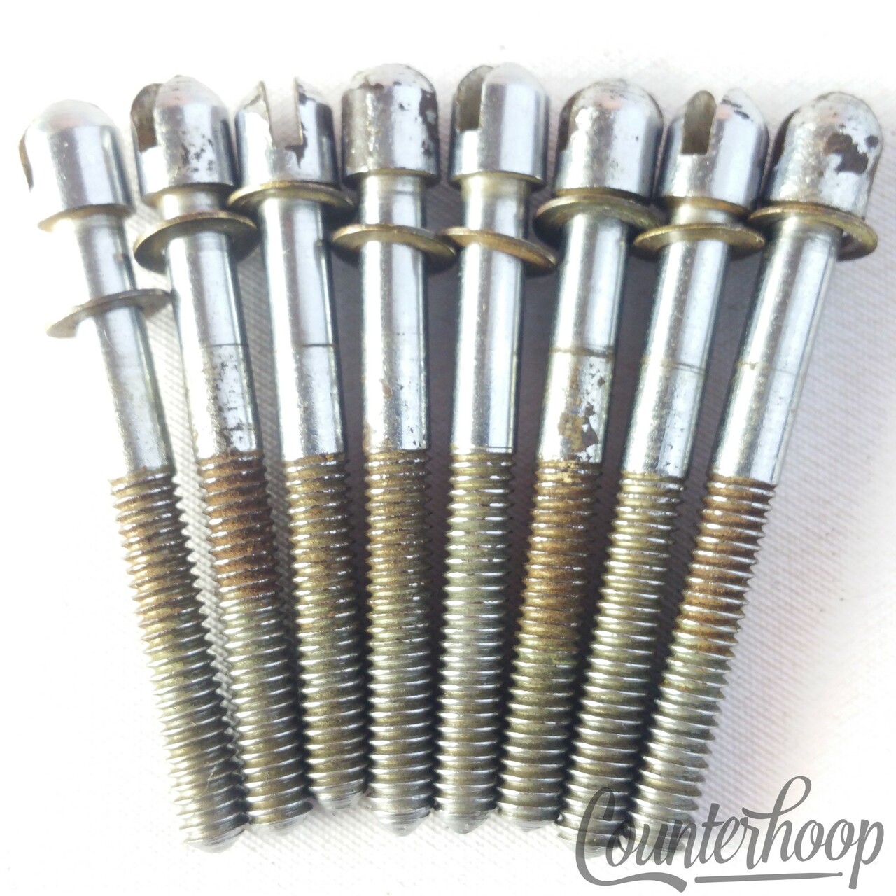 Ajax 8x 1 7/8"Slotted Tension T-Rods Tensioner Snare/Tom Drum Vintage Chrome 60s — main photograph