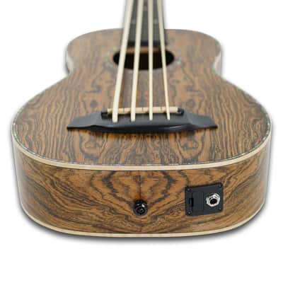 30" Fretless Electric Acoustic Ukulele Bass, Butterfly wood Body Built-In Tuner image 7