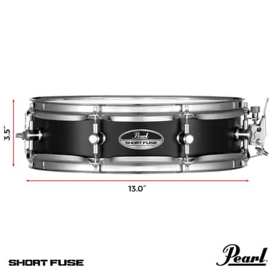 Pearl Short Fuse 13"x3.5" Black Steel Piccolo Snare (SFS1335B) image 2