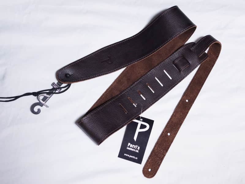 Perri’s Leathers brown leather 2.5" wide Guitar Strap P25SDL-7173 NEW image 1