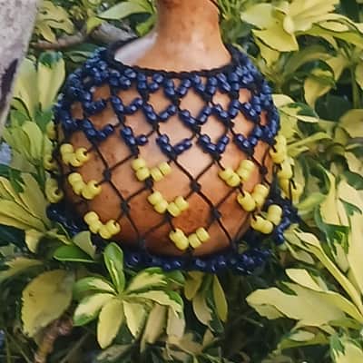 Sekere, Yoruba beaded gourd rattle, shekere, sakara image 2