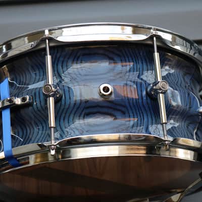 HHG Drums 14x7 Contoured Ash Stave 2022 Ocean Blue High Gloss Lacquer image 8