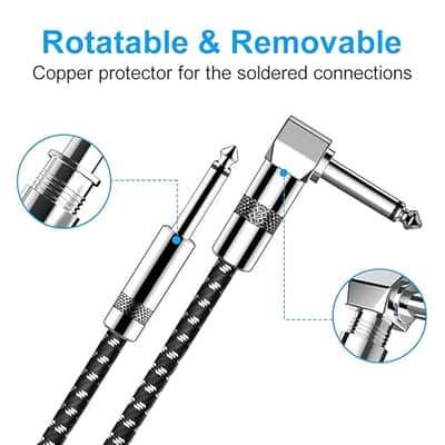 Guitar Cable 2 Pack 10 ft Electric Instrument Cable Bass AMP Cord 1/4 Straight to Straight for Electric Guitar, Bass Guitar, Electric Mandolin, Pro Audio image 3