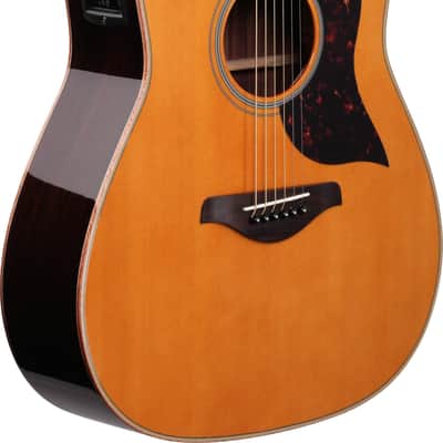 Yamaha A1R Dreadnought Acoustic-Electric Guitar, Solid Spruce Top, Vintage Natural image 4