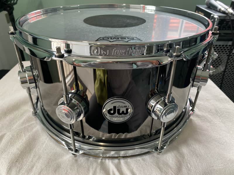 DW Collector's Series Black Nickel Over Brass 7x13" Snare Drum 2014 - 2021 - Black Nickel with Black Nickel Hardware image 1
