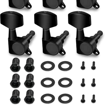 Sealed String Tuning Pegs Tuning Keys Machines Heads Tuners 6 In Line Right Handed Electric Guitar Acoustic Guitar Parts Replacement Black. image 1