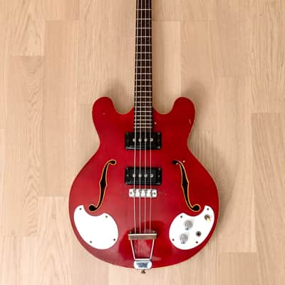 1960s Mosrite Celebrity Vintage 25" Short Scale Hollowbody Bass Cherry, USA-Made image 2
