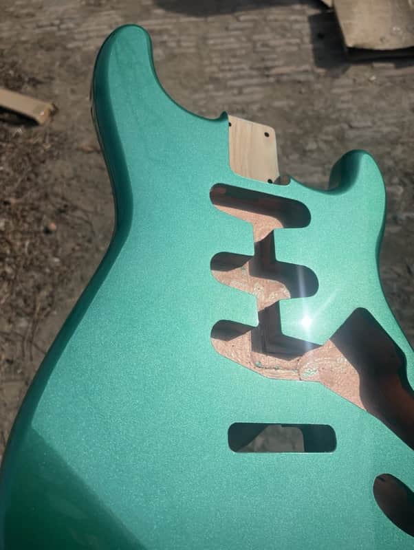 1 Alder wood Metallic green Strat Electric guitar body single single single image 1