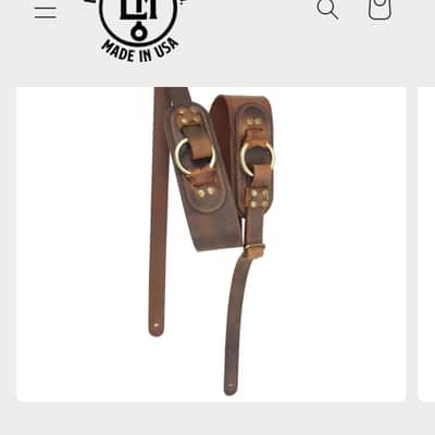 LM Products Odin Viking BROWN LEATHER BRASS guitar strap 2020? - Brown image 1