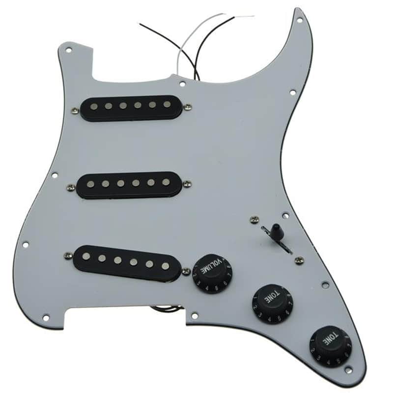 Strat Pickguard Custom-White 3 Ply-BK image 1