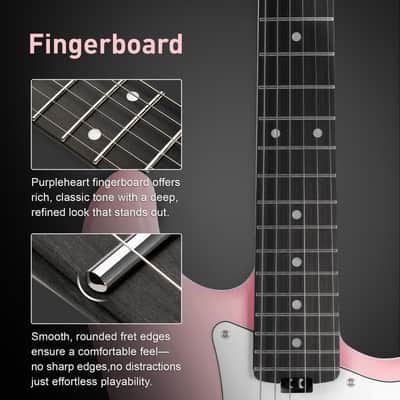 Sonicake Electric Guitar, 39" Beginner Electric Guitar, Classic SSS Pickup, Tremolo Bridge, Full-Size Lightweight Body, Rounded Fret Ends, Heel Adjustment Truss Rod image 3