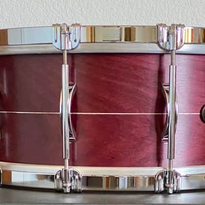 Black Swamp Percussion Dynamicx 6.5" X 14" 2024 RARE PURPLEHEART SOLID SHELL with STERLING SILVER INLAY Snare Natural Finish. Craviotto build quality. Brand new unplayed condition. image 3