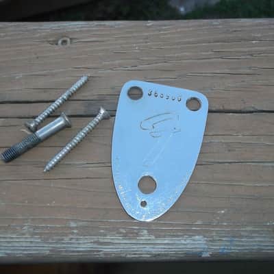 1972 Fender Stratocaster or Jazz Bass serial number neck plate with original screws. image 1