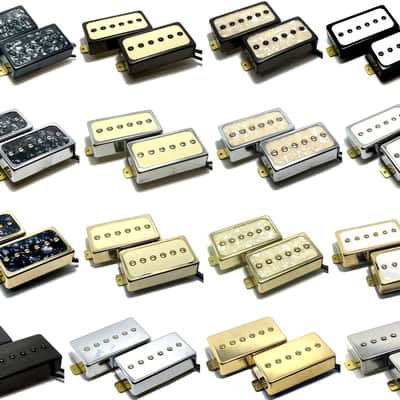 Dragonfire H90s - Humbucker Sized / Cased P90 Pickup Set, Bridge + Neck, Chrome Ring w/ Black Pearl Inlay image 5