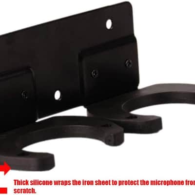 Microphone Holder, Wireless Microphone Holder for Mic Stand Wall Mounted Microphone Hanger Clip Double Hook Stands Holder Bracket Rack Clamp with Screws Microphone Accessories image 3