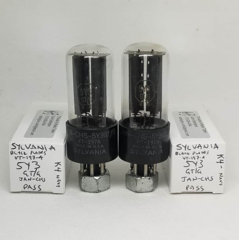 Sylvania JAN 5Y3GT Black Plate Rectifier Matched Pair NOS VT197 VT-197-A image 1