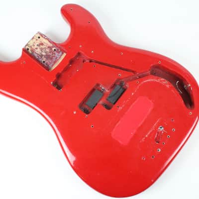 1976 Vintage Fender Precision Bass Bright Red Refinish Alder 4-Bolt BODY PBass 1970s USA image 10