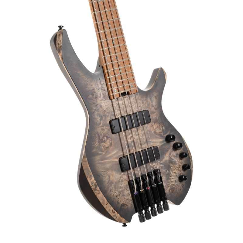 Cort SPACE5SDB Artisan Series Space 5 Poplar Burl Top Soft Maple Body 7pcs Roasted Maple, Walnut, Purple Heart & Maple Neck 5-String Bass Guitar w/Gig Bag image 1