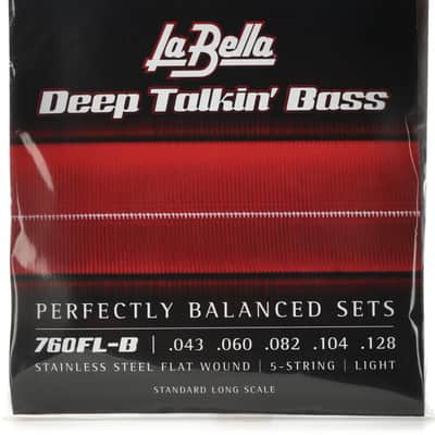 La Bella 760FL-B Deep Talkin' Bass Flatwound Bass Guitar Strings - .043-.128 Light 5-string image 1