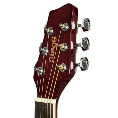 Stagg Natural dreadnought acoustic guitar with basswood top, left-handed model image 4