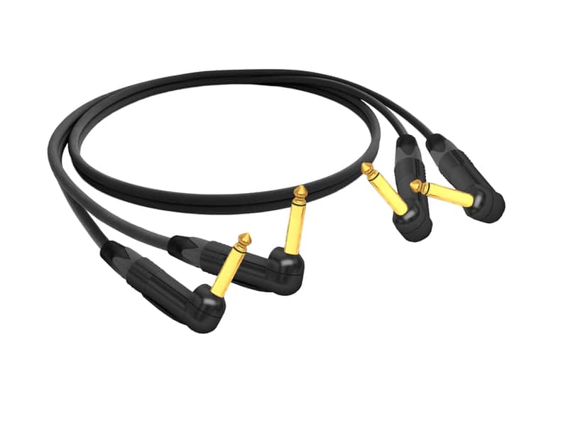 2-Channel Instrument Snake for Guitar & Bass Made with Sommer & Neutrik Gold 90�� Right-Angle 1/4" TS connectors | Black | 9 Feet image 1