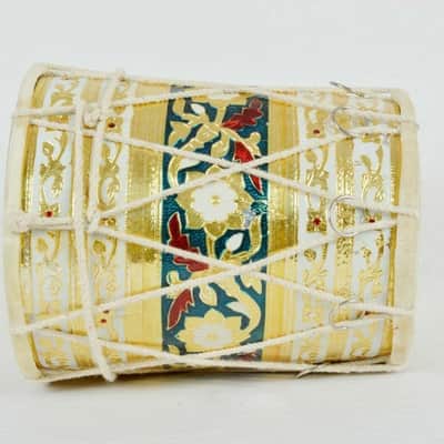 MeenaKari Work Designer Musical Instrument Wooden Rope Baby Dholak image 1