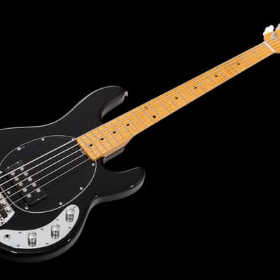 Music Man USA Classic Stingray 5 BK - Black MN - Flame maple | Reverb