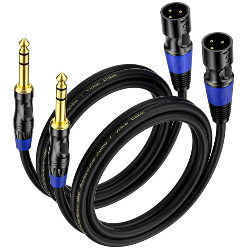 1/4 to XLR Cable - 6.35mm TRS Plug to Balanced 3-pin Male XLR Microphone Cable, 3ft 2 Pack image 1