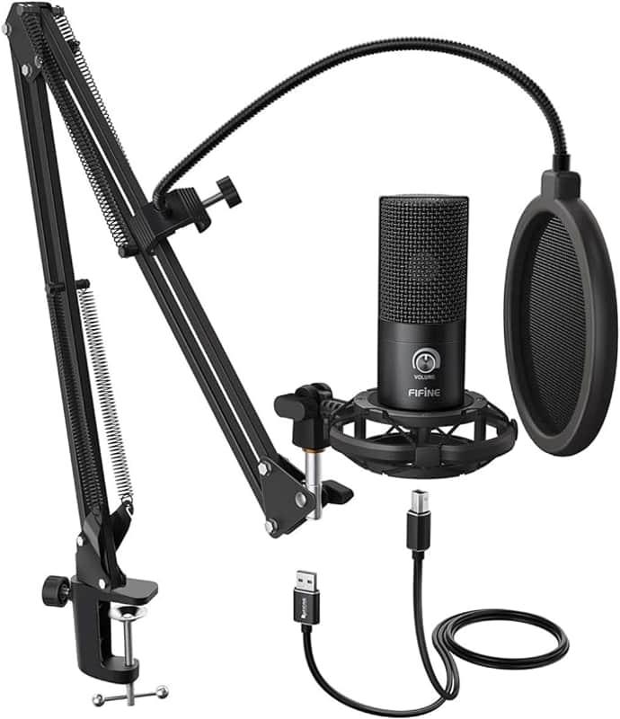 Studio Condenser USB Microphone Computer PC Microphone Kit with Adjustable Boom Arm Stand Shock Mount for Instruments Voice Overs Recording Podcasting YouTube Vocal Gaming Streaming-T669 image 1