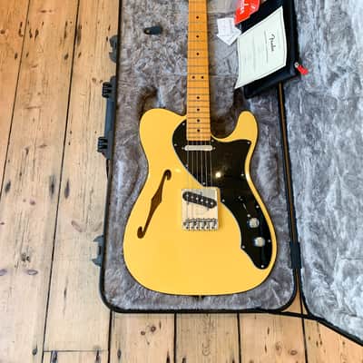 2019 Fender USA Britt Daniel Tele® Thinline Amarillo Gold & hard shell case image 17