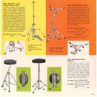 Ludwig 1124 “Big Beat” Spur-Lok Hi Hat Cymbal Stand Vintage 1960s Chrome Chicago image 11