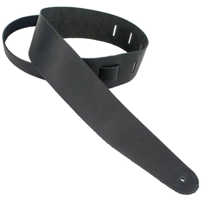 Henry Heller 2 inch Wide Premium Amalfi Leather Adjustable Guitar Strap, Black image 1