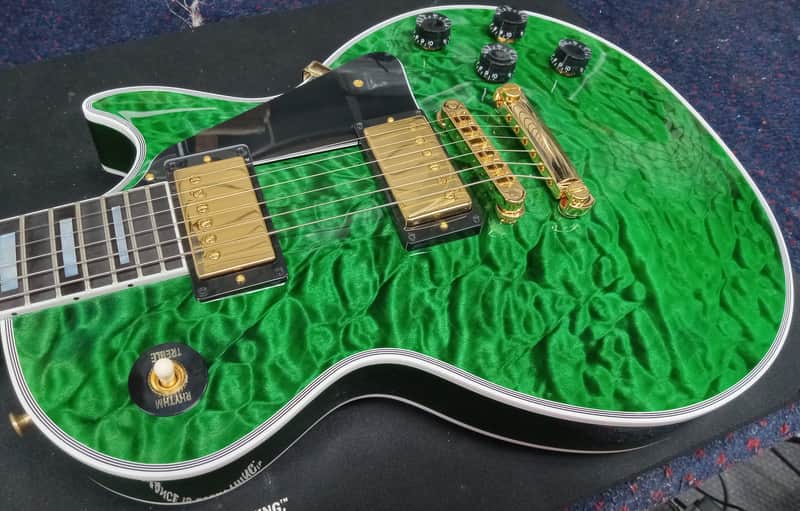 Gibson Les Paul Custom 5A Quilt Top in Transparent Green Gloss Made to Measure 2024 image 1