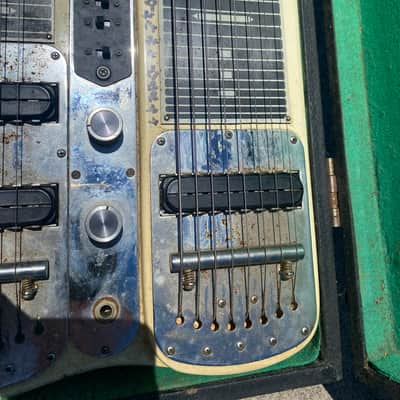 Guyatone Dual 8 string steel guitar with case Late 70ish - Cream white image 17