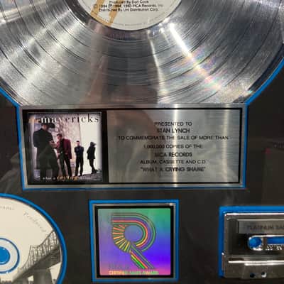 Stan Lynch The Mavericks, What A Crying Shame, RIAA, Platinum Record (#22) image 3
