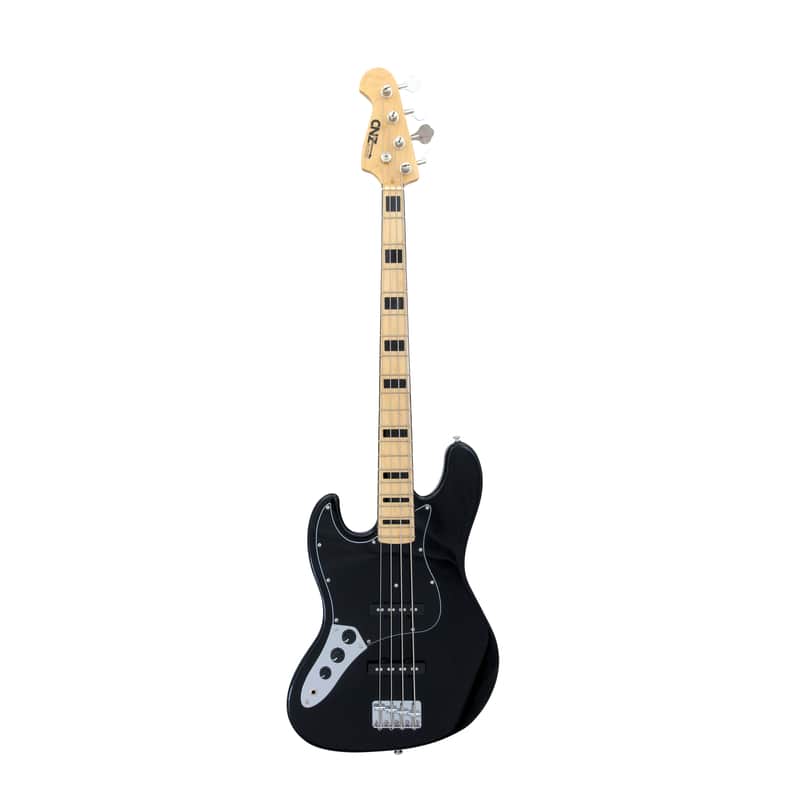 CNZ Audio JB-Vintage 1975 Left Handed Electric Bass Guitar - Maple Fingerboard & Neck, Black image 1