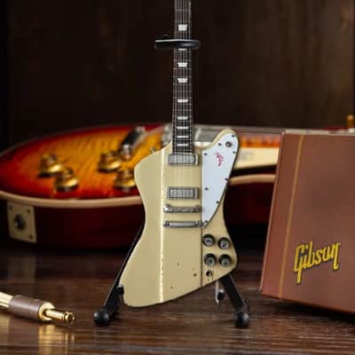 AXE HEAVEN Johnny Winter 1964 Gibson Firebird V Polaris White Mini Guitar Gift