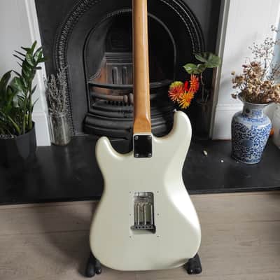 Encore  Stratocaster  1980's Pearl White Really Purdy Early Model Sounds Awesome! image 7