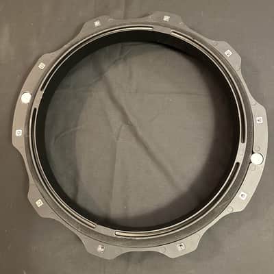 Hooplug 14" ABS Snare Hoop Ring (black) w/EXTRA RIM, BOLTS, & HEAD-NEAR MINT image 3