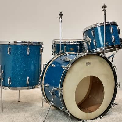 Slingerland 22/13/16/5.5x14" Radio King Drum Set - 1950's Blue Sparkle image 3