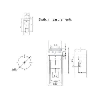 Guitar KillSwitch Cutoff BLACK Momentary Push Button 10MM Flush Mount 4.1mm with 14" 22Ga S/wire Kit image 4