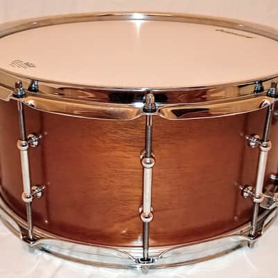 LUDWIG UNIVERSAL (CUSTOM W/ MUFFLER) MAHOGANY VIDEO LINK 6.5X14 MAPLE RINGS  - SATIN FINISH - FREE SHIP TO C-USA! image 2