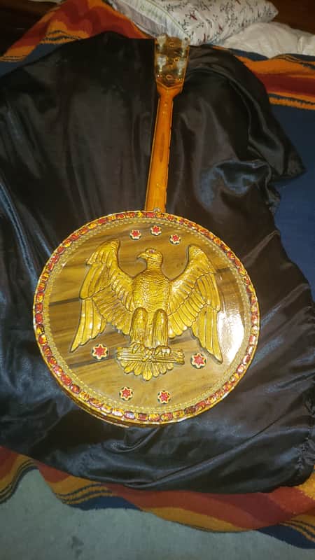 Handmade Vintage Folk Banjo (Portuguese / Mexican Artisan, c. 1940s–60s) 1940s,1960s - Handcrafted Amber Celluloid Finish image 1