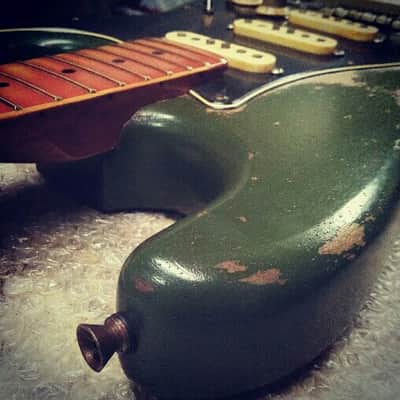 201707 :: Baldman's Relic "We Want You!" Stratocaster in Army Green :: Aged Vintage Roadworn image 10