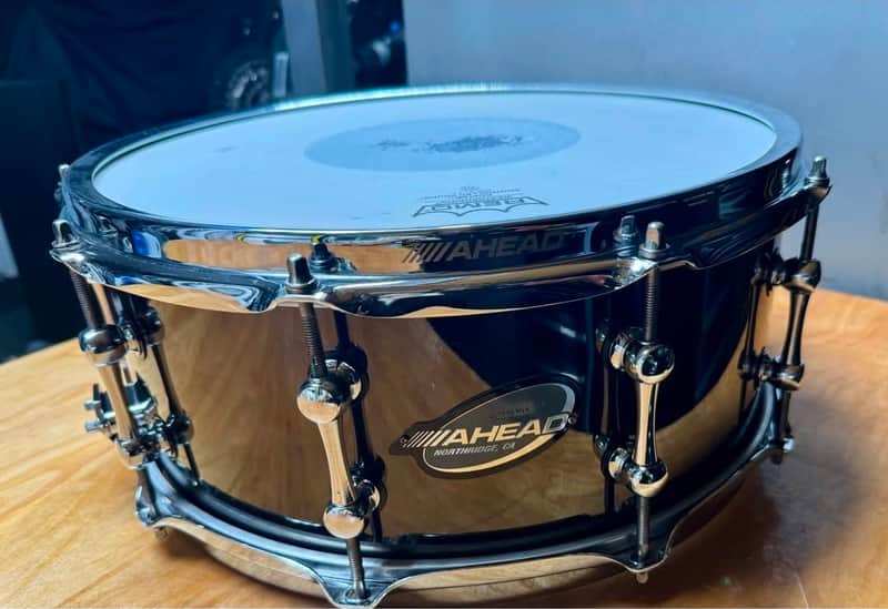 Ahead 14" x 6" Snare Drum Black Nickel over Brass w/ Dunnett R4 Throw-off image 1
