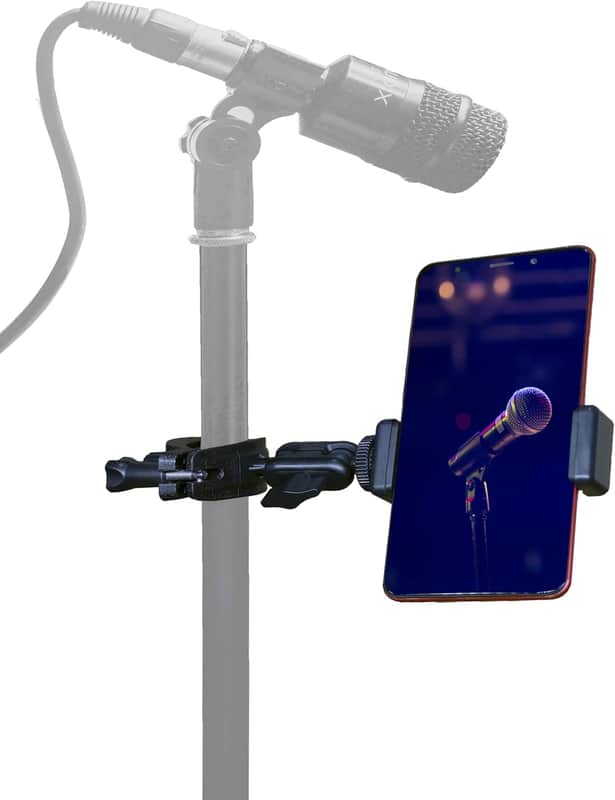 Phone Holder for Mic Stand Clamp for Music Microphone Stand Smartphone Mount Multi Angle 360° Swivel image 1