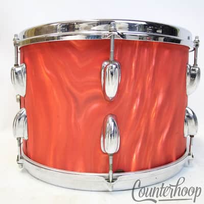 Slingerland 12x8"Red Satin Flame Pearl COB Brass Tom Drum Vintage 60s Sound King image 5