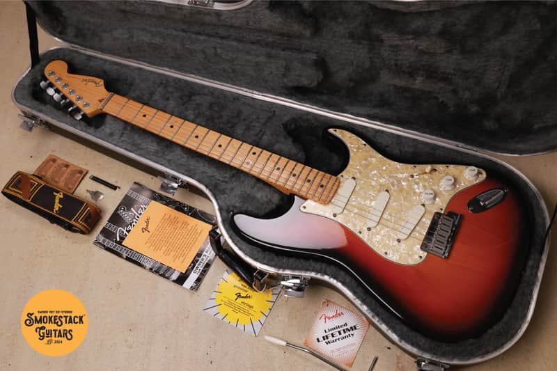 Fender 1996 Strat Plus in Sunburst w/Maple Neck, LSR Roller Nut, 3x Gold Lace Sensor Pickups, Schaller Locking Tuners, "50" Headstock Sticker, Pearloid Scratchplate & TBX Tone Control