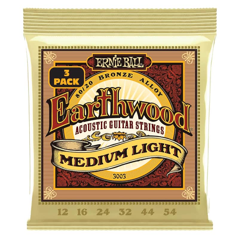 Ernie Ball Earthwood Medium Light 80/20 Bronze Acoustic Guitar Strings 3-pack, 12-54 Gauge (P03003) image 1